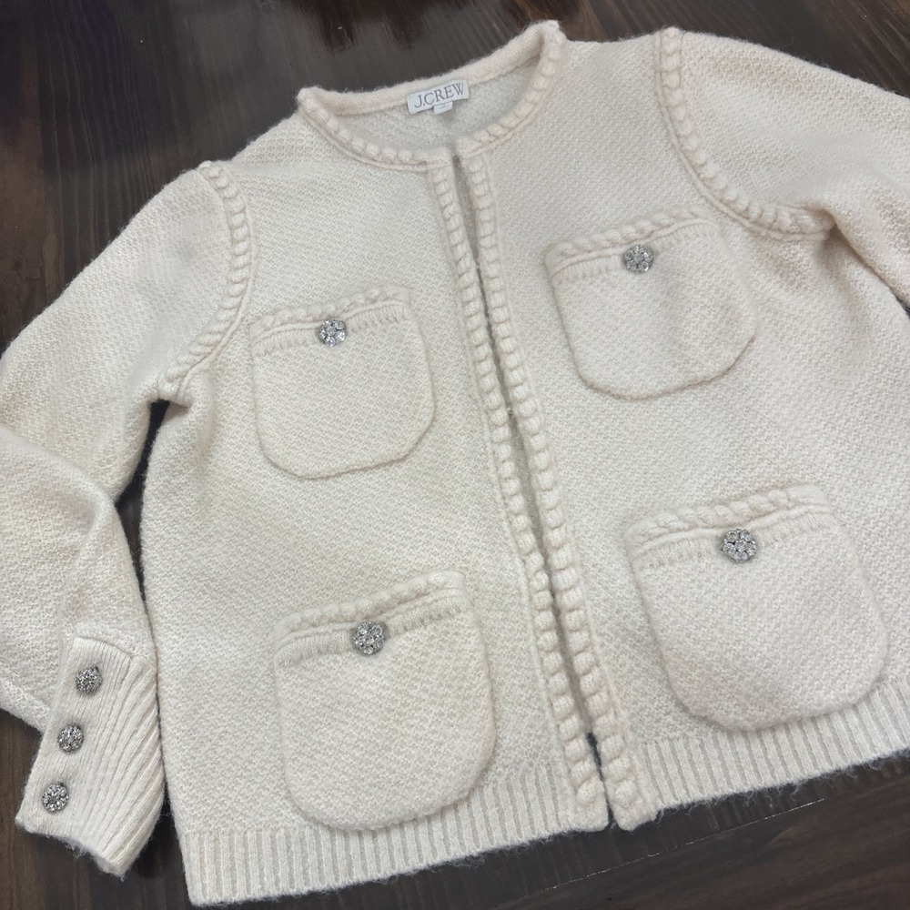 J.Crew Odette Cable Knit Sweater Lady Jacket Merino Alpaca Blend Small